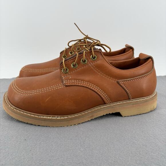 Vintage HANOVER Men\'s Brown Leather Cushioned Insole Moc Toe Oxford Size 9.5 main image 10